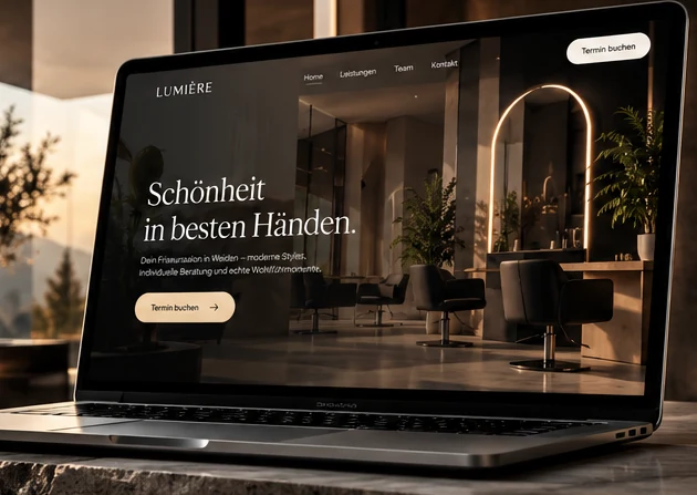 Designstudie für eine moderne Unternehmenswebsite auf einem Laptop